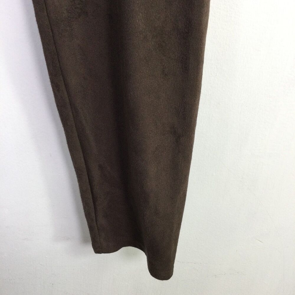 Lysse Womens Faux Suede High Waist Velvet Leggings Pull-On Dark Brown Size M - Picture 3 of 15